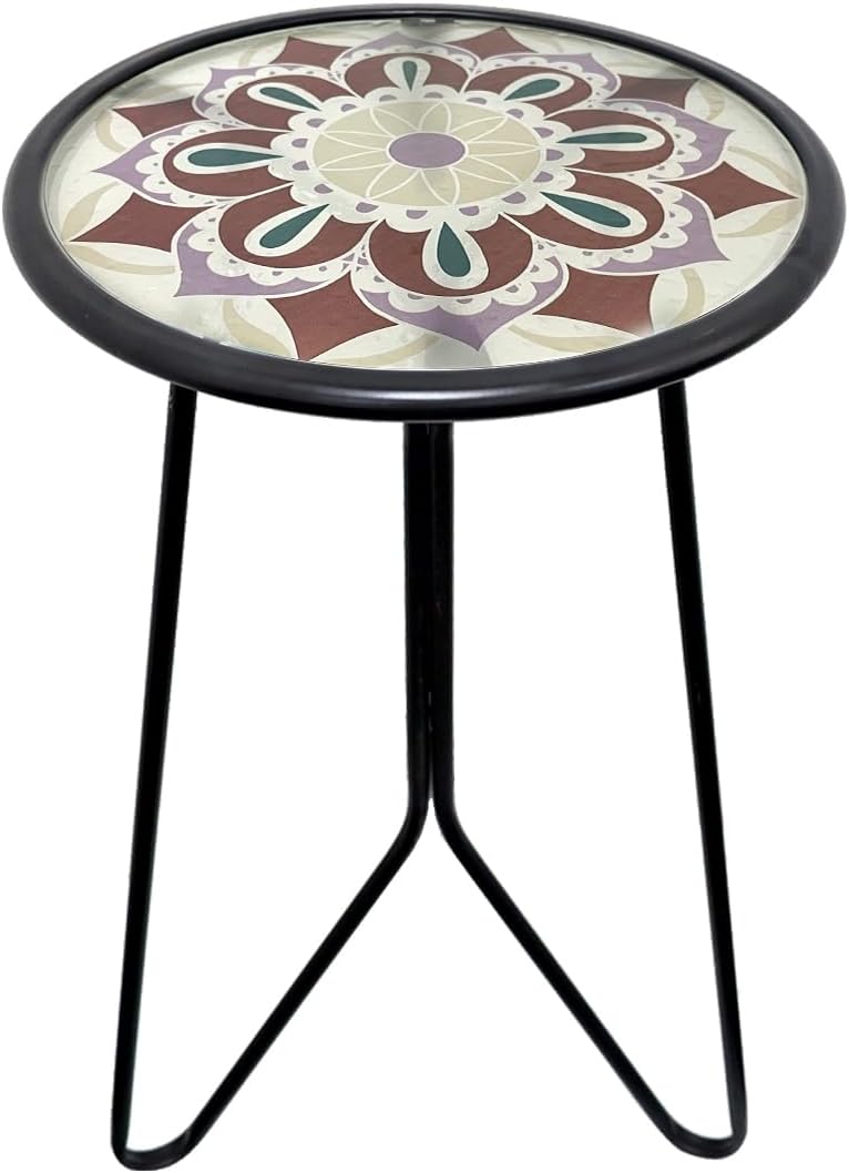 LIFFY Mosaic Outdoor Side Table, 14 Inch Round Flower Patio Table
